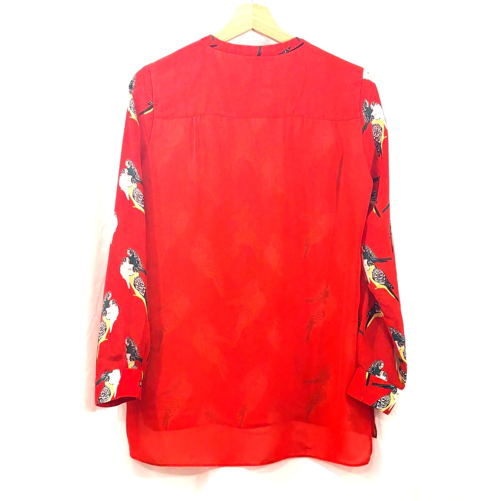Banana Republic Red Parakeet Print Blouse – Long Sleeve, Sheer, Size: XS - Picture 2 of 5